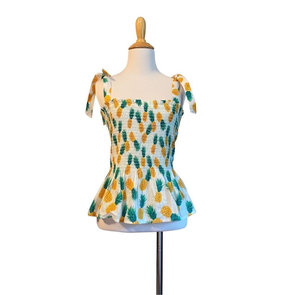 NWT J.Crew pineapple print tank top size L